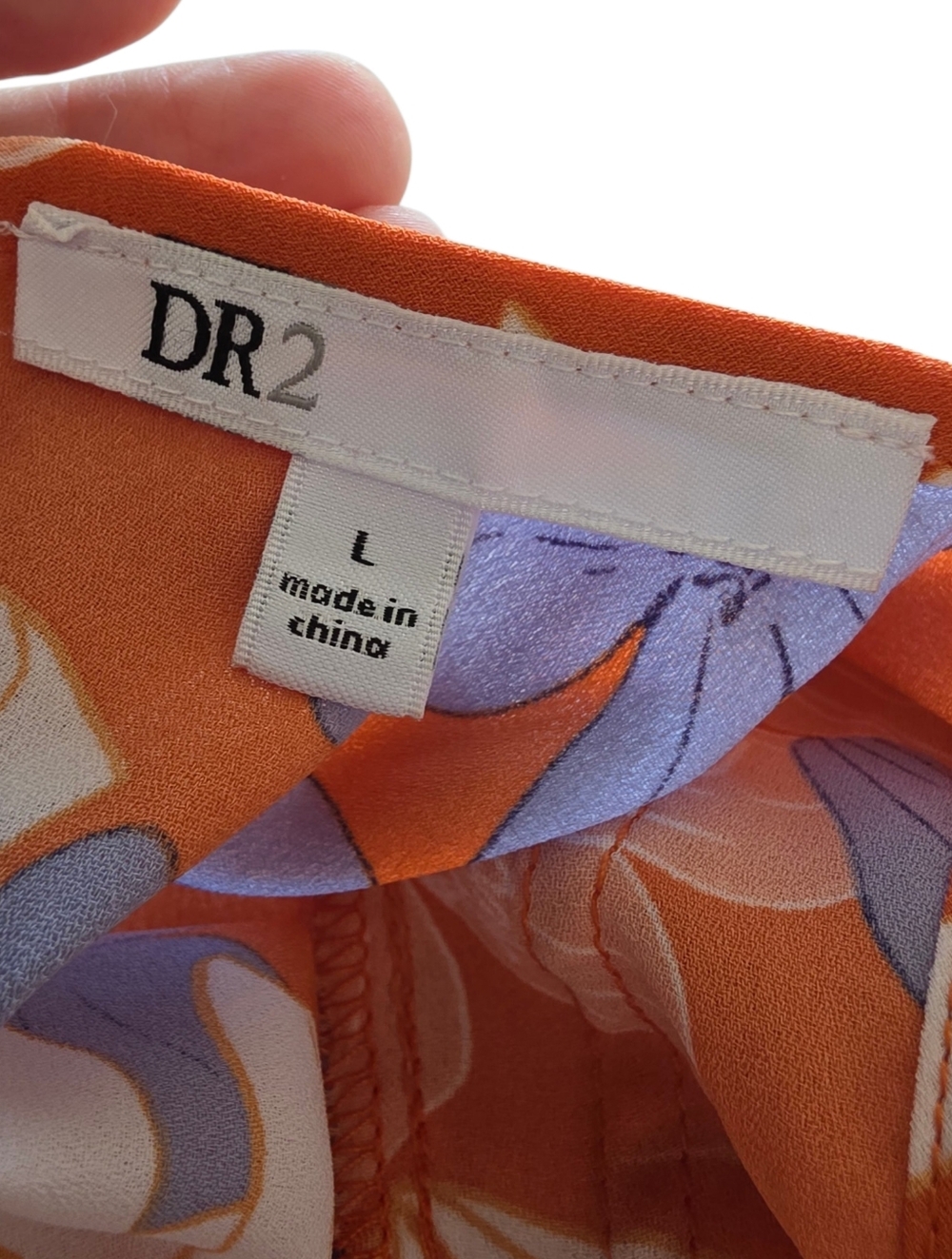 DR2 Daniel Rainn Orange Floral Ruffle Sleeve Blouse Size Large - Picture 2 of 9